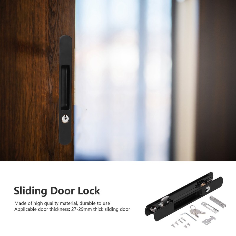 Sliding Door Lock Black Copper Zinc Alloy Lock Furniture Hardware