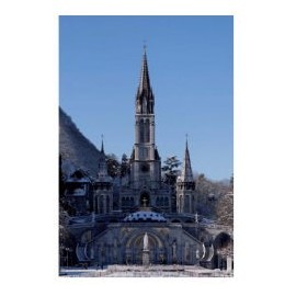 Virgin Mary Terracotta Holy Water Font & Lourdes Prayer Card