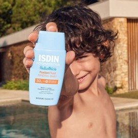 ISDIN fotoprotector fusion fluid mineral baby pediatrics spf 50, protector solar facial 100% mineral para la piel del nino y bebe, 50ml