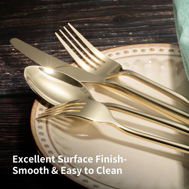 Alata Bailey Champagne Gold 20-Piece Forged Stainless Steel Flatware Set