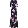 Bon Rosy Women's 3/4 Sleeve Floral Printed Bohemian Maxi Wrap