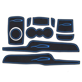 Dreamseek Interior Door Slot Mat Full Kits for Ford Fiesta 2012 2013 2014 2015 2016 2017 Non-Slip Rubber Cup Holder Liner Insert Gate Groove Pad 10Pcs (Blue)