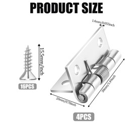 Pack of 4 Spring Hinges Self-Opening, 304 Stainless Steel Self-Closing Adjustable Spring Door Hinges Automatic Closing Hinges for Invisible Doors Closing Spring Hinges