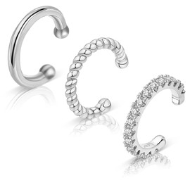 Set of 3 Ear Cuff Silver, Fake Piercing Fake Helix, Fake Earrings Set, Ear Cuffs Silver, Ear Cuff Silver, Ear Cuff Silver, Fake Piercing Ear Piercing