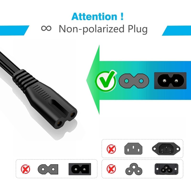 10FT Long 2 Prong AC Elliptical Power Cord for YOSUDA,