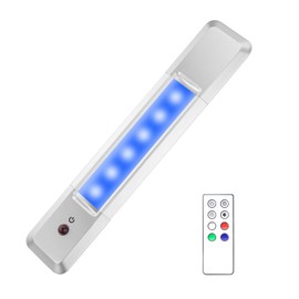 HONWELL Color Changing Light Bar, Battery Powered Closet Light, Under Cabinet Lighting, Under Counter Light, Aluminum 8000K White Light, Dimmable RGB Stick on Push Lights for Shelf, Stair