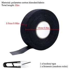 LBING Hockey Stick Tape 25 m Non-Slip Grip Tape Sports Tape Ice Hockey Grip Tape with 1 Piece Scissors (Black)