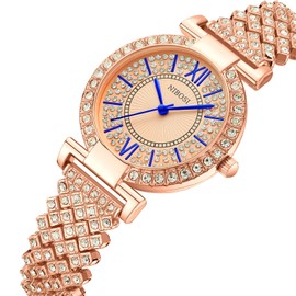 NIBOSI Watches for Women Fashion Analog Women Watch with Rose Gold Dial Diamond Studded Business Waterproof Women Wrist Watches for Ladies Birthday Gift