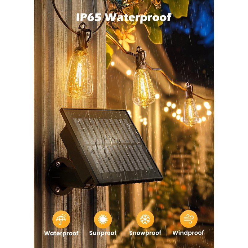 Brightown 108FT Solar String Lights Outdoor Waterproof with Remote, 50+2