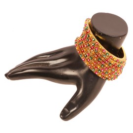 Touchstone "Colorful Bangle Collection Indian Bollywood Rhinestones and Plain Golden Designer Jewelry Bangle Bracelets in Antique Gold Tone for Women., S - Circ 7.4 in-Indn Size 2.6-Dia 2.3 in,