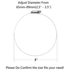 Teqooza 3 Inch Duct Clamp, Stainless Steel Large Hose Clamp Adjustable Diameter 65-89mm Worm Drive Clamp for Plumbing Dryer Vent for Automotive Mechanical Agriculture, 4 Pack