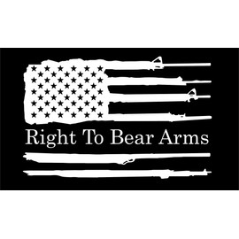 Distressed Gun Flag Right to Bear Arms Protect 2nd Second Amendment American Flag Decal Home Decor Sticker (8" T x 12" W)