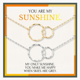 HOPE LOVE SHINE Mother Daughter Necklace - Mom Birthday present, Mothers Day Jewelry Gift • Interlocking Circles Necklace for Women Sterling Silver & 14K Gold Vermeil