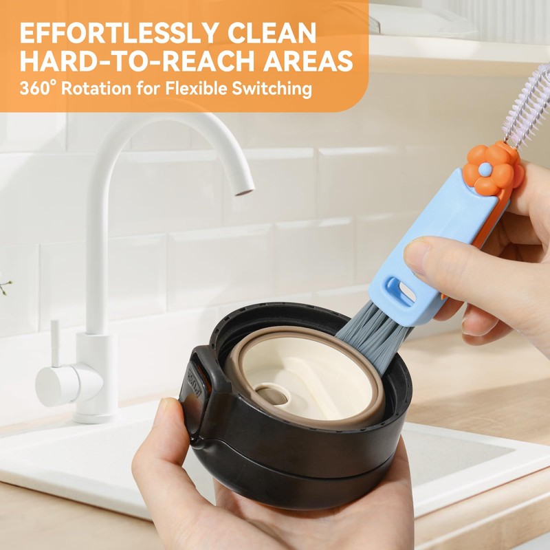 3 in 1 Cup Lid Gap Cleaning Brush Set, Multifunctional