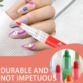 ZWWOGE 6 Pieces Nagellack Stift Set,3 Pieces Nail Flower Design Stamp Pens,Nagelkunststift, DIY Linie Nagelkunst Graffiti, Nagelspitze Nail Art Beauty Schmücken, Maniküre Werkzeuge