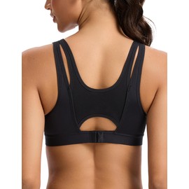 WingsLove High Impact Sports Bra for Women Seamless Wireless Racerback Running Bra with Molded Cups No Bounce,Black,36B