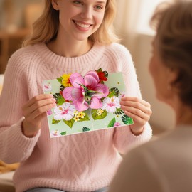 CawrdWhish Greeting Cards Butterfly Flower, Forever Flower Bouquet 3D Pop Up Birthday Gifts for Women Wife Mom Daughter Sister Aunt Grandmother, Anniversary Card, With Envelope