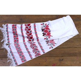 Rushnichok 190x35cm Ukrainian RUSHNYK Hand Embroidered Towel Red Black Slavic Wedding Decor