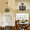 Sigaitwei 3-Light Dining Room Chandelier，12.6" Rustic Black Drum Chandeliers，Wood Grain