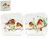 Colour Full Double Winter Robins Sitting on a Branch Set