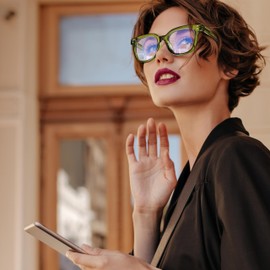 miyya Oversized Blue Light Glasses For Woman, Fashion Computer Screen Glasses, Non Prescription Eyeglasses For Women