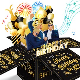 FITMITE Birthday Cards, Happy Birthday Greeting Card with Music, Lights and Blowable Candle (Black)