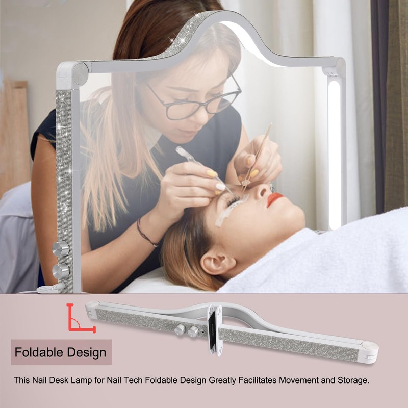 Half Moon Light for Nail Desk, 34.5In Foldable Square Nail