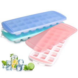 Silicone Ice Cube Tray with Lid - Mini Silicone Ice Tray with Lid,Small Ice Cube Tray,Tiny Ice Cube Trays for Iced Coffee,Baby Food,BPA Free,Easy Release