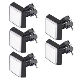 uxcell Game Push Button 50x50 Square 12V LED Illuminated Push Button Switch with Micro switch for Arcade Video Games White 5pcs