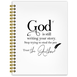 BRRNYOI Christian Notebook Journal 5.5x8.3, Bible Journaling Notebook, Christian Gifts for Women Men, God Is Still Writing Your Story Religious Hardcover Spiral Notebooks for Note Taking