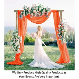 ShinyBeauty Chiffon Wedding Arch Draping Fabric Orange 29" x19FT 2 Panels Tulle Fabric Drapery Wedding Arch Drapes 228" Long Elegant Backdrop Curtains for Birthday Party Ceremony Swag Decorations