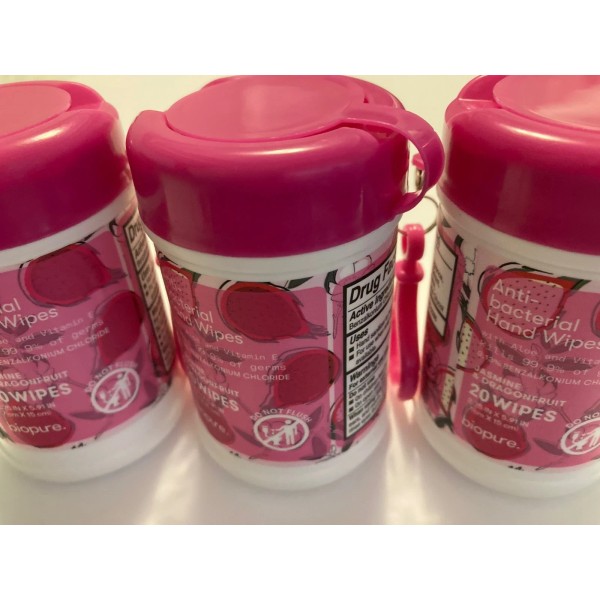 Biopure 3 Biopure Antibacterial Travel Size Hand Wipes Keychain (Jasmine
