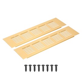 PATIKIL 6cm x 22.5cm Rectangle Ventilation Grille, 2 Pack Aluminum Air Vent Covers Louvered Ventilation Cover with Mounting Screws for Cabinet Closet Door Wardrobe, Gold