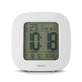 Hama - Sveglia da viaggio radiocontrollata RC45, calendario, indicazione della temperatura, bianco