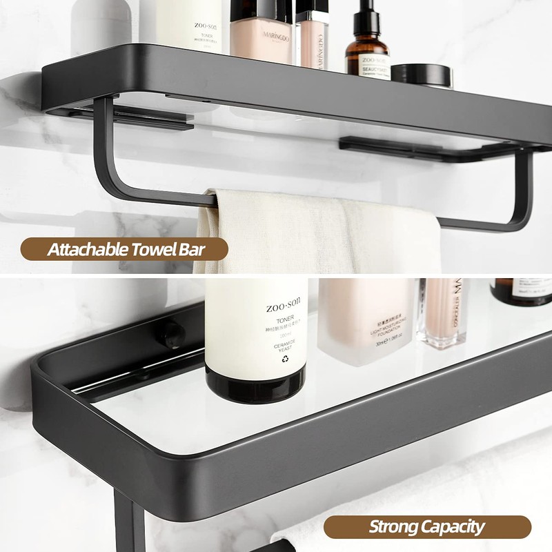 VOLPONE Bathroom Shelves Wall Mounted Glass Shelf for Bathroom Floating