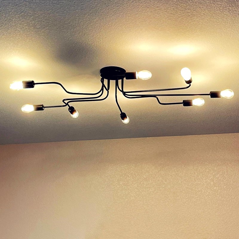 jose2015 Modern Sputnik Light Fixture, Black Dining Room Ceiling Light