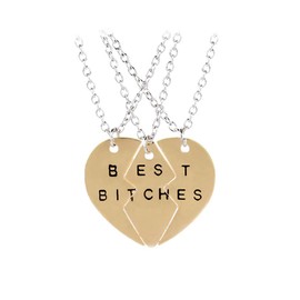 ShiQiao Spl Friendship Gifts for Women BFF Necklace for 3 Girls Birthday Gifts for Best Friend Bestie Best Bitchs Gifts