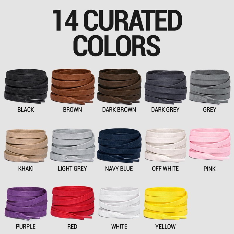 Miscly Flat Waxed Cotton Shoe Laces for Boots, Sneakers, and