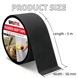 WELSTIK Rubber Grip Tape, Ultra Strong Waterproof Anti Slip Tape with Textured Adhesive for DIY Tools & Gadgets (Black, 2In x 16.5Ft)