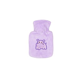 Hugo Frosch Mini Hot Water Bottle 0.2 L with Velour Cover Purple Hippo