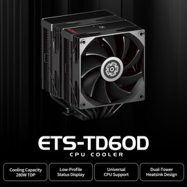 Enermax TD60 Digital CPU Air Cooler 159mm Height All-Black CPU Air Cooler Double Tower 6 Heat Pipes with Dual 120mm PWM Fan 280W TDP, for Intel 1851/1700/1200/115X, AMD AM5/AM4