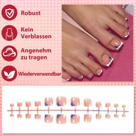 MrCuvaryas Push On Toenails, Stick On Toenails, French Short with Jelly Glue, Square Artificial Toenails, Full Coverage, LY-NailTips-XE-96-06