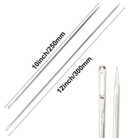 2 PCS Professional Upholstery Needle, Long Sewing Needles, 10"/12" Large Eye Hand Sewing Needles, with Needle Storage Tube, for Home Quilting, Stitching, Crafting