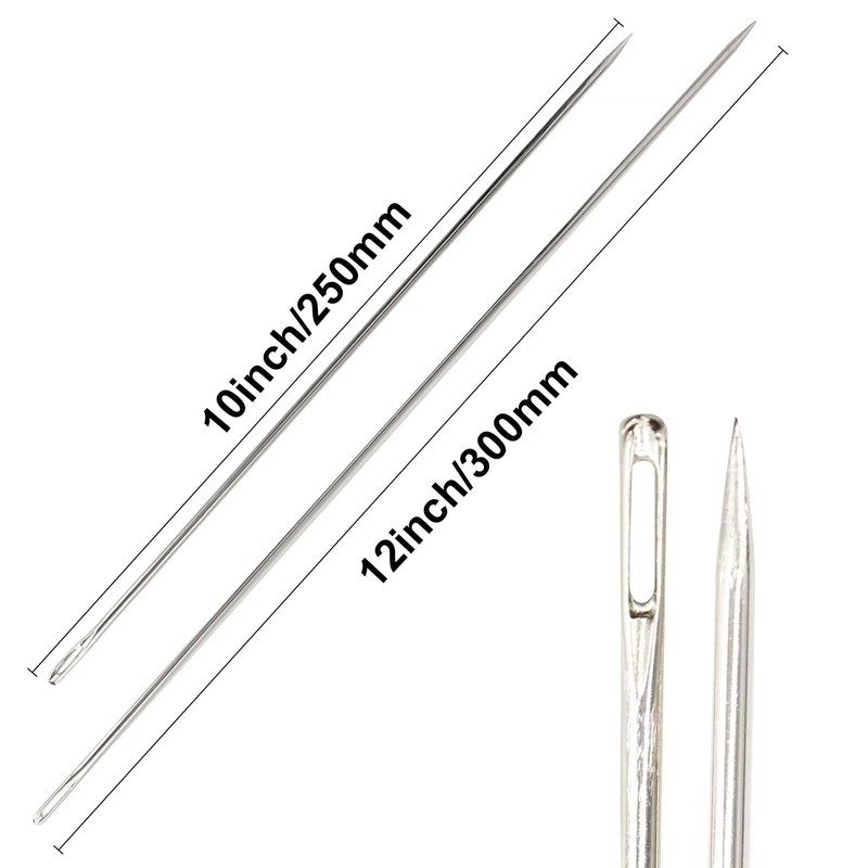 2 PCS Professional Upholstery Needle, Long Sewing Needles, 10"/12" Large
