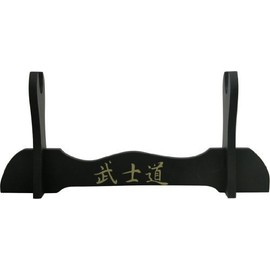 Handmade Sword - Black Wood Single Tier Table Stand for Katana or Wakizashi Sword, Red Felt on The Arch, Swords Table Display Holder