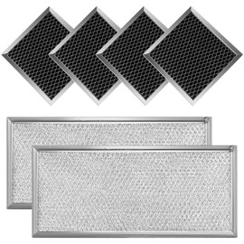 Fits for Whirlpool W10208631A Microwave Grease Filter - Approx 13" x 6" (2-Pack) & 8206230A Microwave Charcoal Filter (4-Pack)