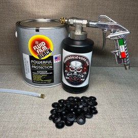 Generic Gallon Fluid Film Black, Pro Undercoating Spray Gun, 32"" 360* Wand, 1 Black Quart Bottle, and 50 Rust Plugs