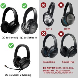 SOULWIT Replacement Headband Kit for Bose QC35 & QuietComfort 35 II (QC35 ii) Headphones, Easy DIY Installation (Black)