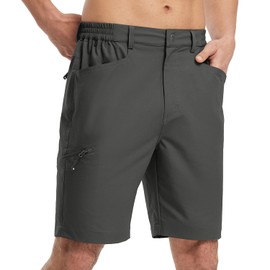 Rdruko Mens Golf Shorts 9 Inch Inseam Dress Casual Work Shorts Lightweight Quick Dry Hybrid Hiking Walking Flex Shorts, Dark Grey, 34