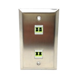 RiteAV - 2 Port LC Fiber 40/100 GB Duplex Stainless Steel Wall Plate - Bracket Included